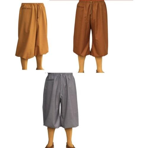 Unisex 3colors Spring&autumn buddhist monks pants zen lay meditation trousers shaolin monk Kung Fu martial arts pants