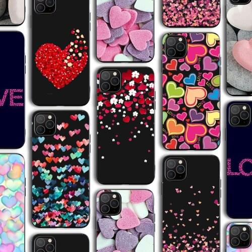 Ciciber Funda Case for Iphone 12 Case for IPhone 12 11 Pro XR 7 X XS Max Mini 8 6 6S Plus SE 2020 Black TPU Fashion Heart Love