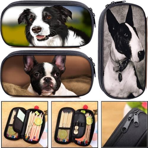 Cute Dog Pencil Bag German Shepherd/Bull Terrier Printed Child Study Pencil Holder Bag Girl Cosmetic Bag Gift