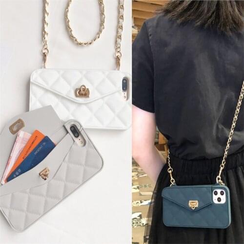 Crossbody Wallet Phone Case For HUAWEI Mate30 P40 P30 pro Lite Luxury fashion Handbag Purse Long Chain cover Silicone Cases