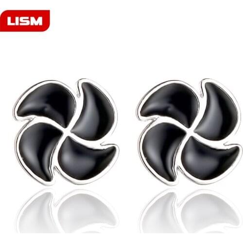 Black Four-leaf Clover Earrings Silver Color Stud Earring Lucky Woman Concise Defence Allergy Earrings Ornaments