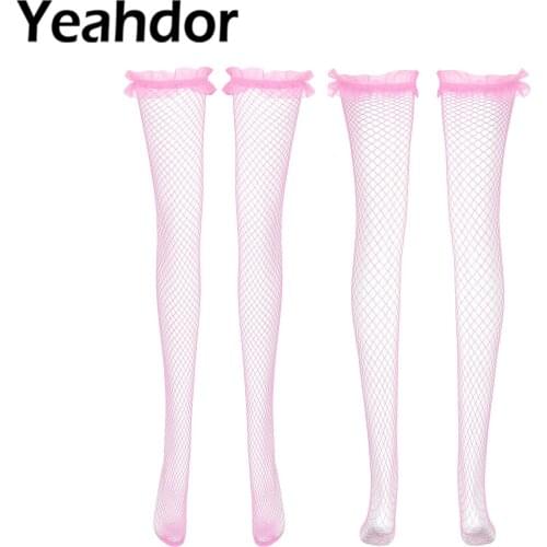 Over Knee Black White Red Pink Sexy Suspender High Tube Silk Stockings Cute Transparent Lingerie Kawaii Fishnet Stockings