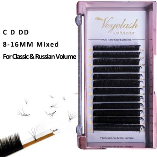 Veyelash 8-16mm Mix Individual Mink Eyelash Extensions Russian Volume Korean PBT Fiber Lashes Factory Wholesale Private Labels