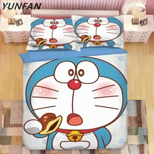 3D doraemon Bedding sets twin full queen king Quilt Cover Pillow Case 3pcs single double cartoon duvet cover sets bedclothes