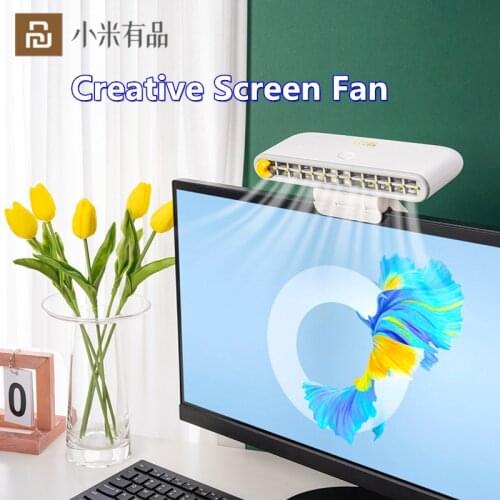 Youpin Creative Computer Screen Fan Desk Table Laptop USB Fan Dual Purpose Mini Fan Monitor Fan for Make up Study Reading Fan