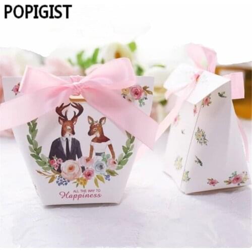 Forest Series Flamingo Wedding Favors Candy Boxes Sachet Party Gift Box Paper Candy Bags Bomboniera