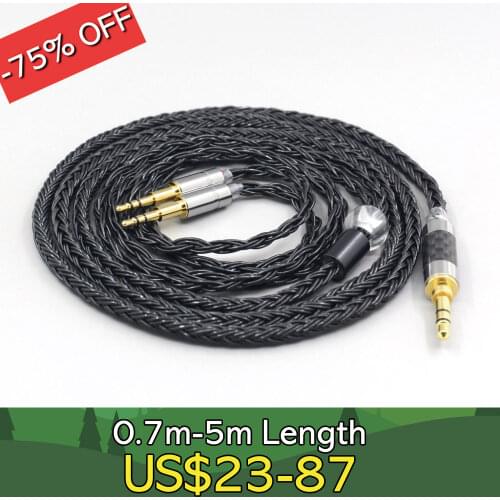 LN007410 16 Core 7N OCC Black Braided Earphone Cable For Hifiman HE560 HE-350 HE1000 V2 XiaoMi Headphone 2.5mm pin LN007410