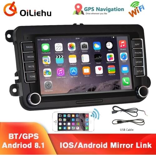 OiLiehu 2 Din Android Car Radio GPS Multimedia Player 7'' Stereo Receiver For Volkswagen/VW/Tiguan/Golf/Skoda/Passat b6/b7/Seat
