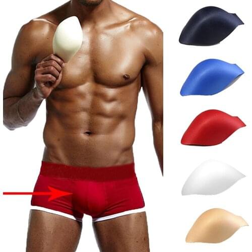 Men Sponge Pad Underwear Briefs Pad Sexy Swimming Trunks Sponge Pad Penis Bulge Pouch Front Padded Underwear Protective Pad