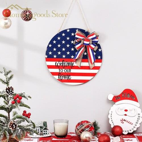American Independence Day Wooden Door Decoration Hanging Board Flag Symbol Christmas Festive Party Supplies Flags And Banners