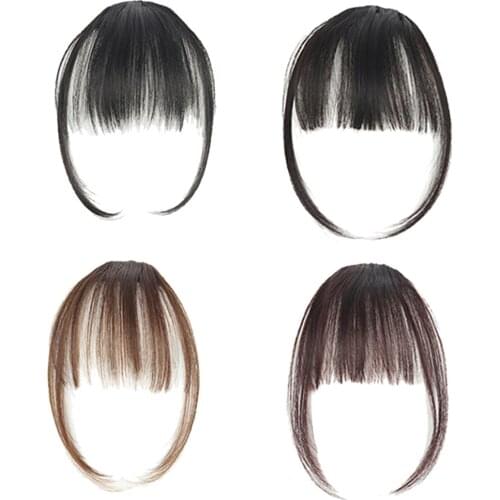 High Temperature Fiber Thin Air Fringe Bangs False Fake Hair Extension Clip on Front Hairpiece Fake Hair Fringes For Women