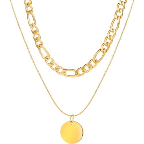 52550 new metal necklace creative simple personality round thick chain necklace for women