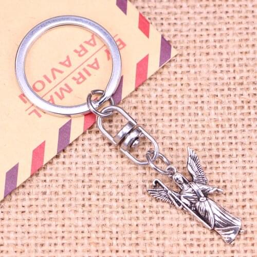 New Fashion Keychain 17x26mm angel defender Pendants DIY Men Jewelry Car Key Chain Ring Holder Souvenir For Gift