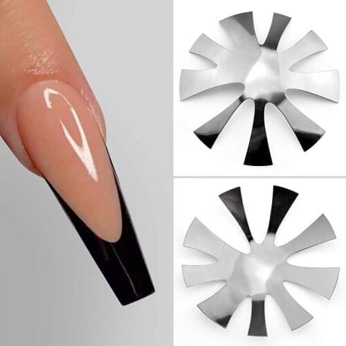 Nail Cutter Tips Manicure Edge Trimmer Acrylic Easy French Smile Cut V Line Pro 9 Size Silver Gold Multicolored Almond Shape