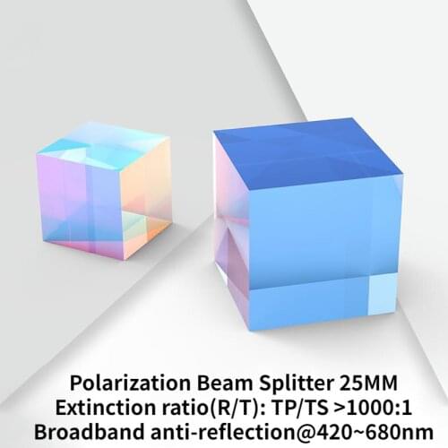 Polarization Beam Splitter Prism Optical Dichroic Prism H-ZF3 Cube 25MM Extinction Ratio TP/TS More Than The 1000:1 Beam Prism