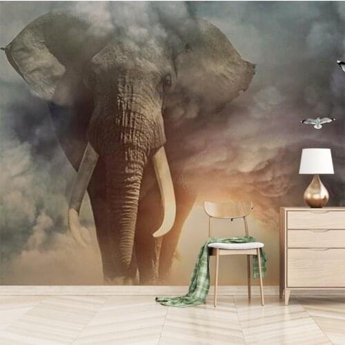 Drop Shipping 3D Animal Mural Wallpaper Custom Creative Elephant Non-woven Photo Wallpaper TV Childrens Room Home Decoration