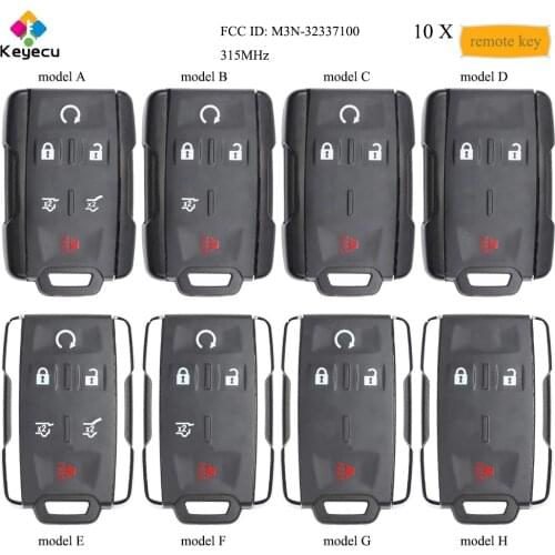 KEYECU 10PCS Remote Car Key With 3 4 5 6 Buttons 315MHz - FOB for Chevrolet Suburban Tahoe Silverado for GMC Yukon, M3N-32337100
