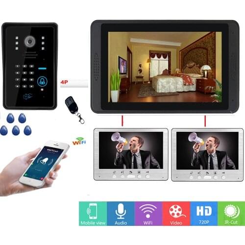 SmartYIBA Wired Wifi Smart IP Video Doorbell Intercom System 3 Screens Visual Call APP Remote Control Doorphone kits