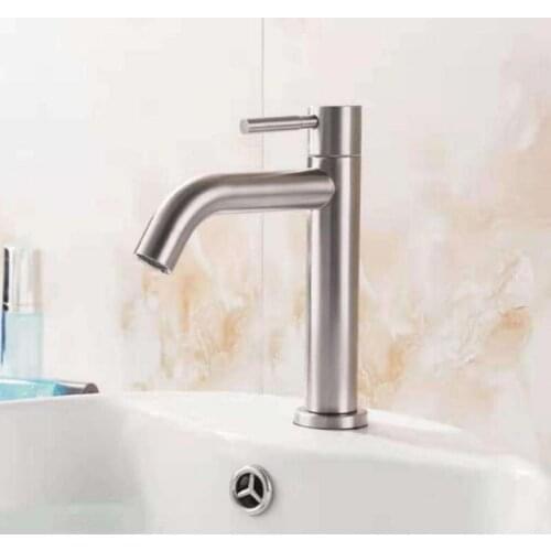 Single Cold Quickly Open Type Kitchen & Basin Faucet Rust And Corrosion Resistance Bathroom Sink Water Tap 304 Stainless Steel