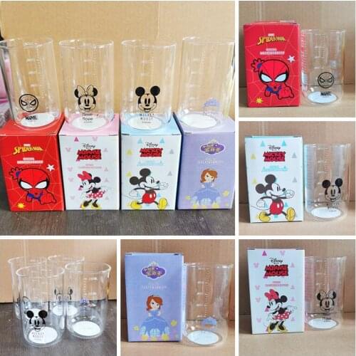 Disney Marvel Mickey Mouse Spider-Man Glass Scale cup Breakfast Milk Cup Office Water Cup Party Drink Cup Microwave Available