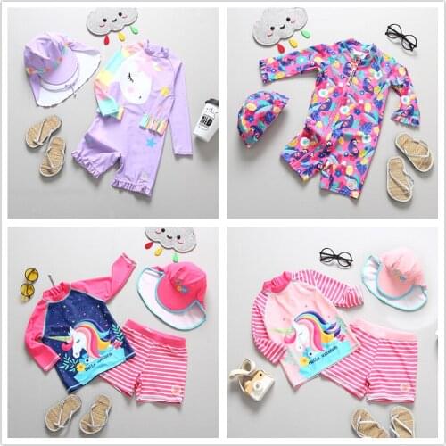UPF50+ Girls Swimwear 1~10Y Infant Baby Girls Unicorn Swimsuit High Quality Children Unicorn Swimsuit Kids Surfing suit-SW373mix
