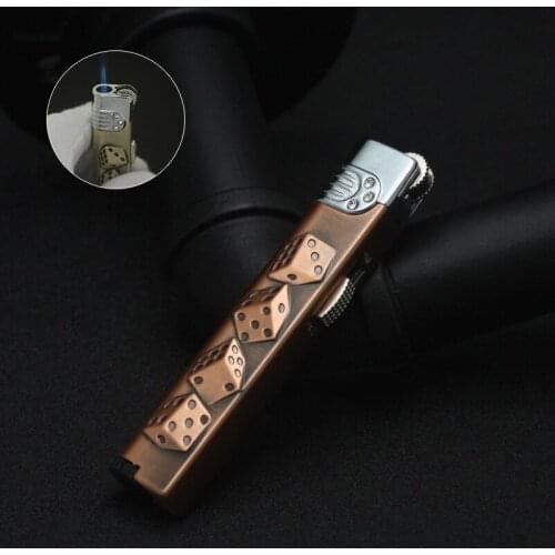 Windproof Dice Relief Pattern High Pressure Direct Injection Flame Turbo Gas Lighter Cigarette Cigar Tobacco Pipes Accessories