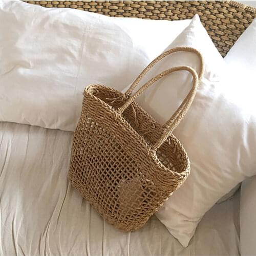 2021 Summer Splice Straw Women Shoulder Bags Striped Hand-woven Women Handbags Large Paper Rope Woven Ladies Shoulder Bags