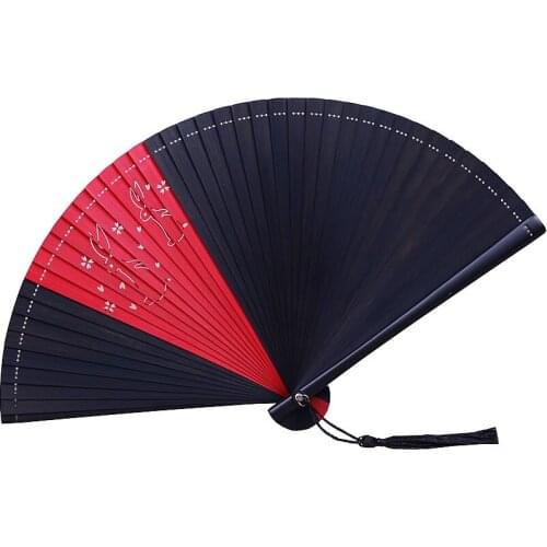 All bamboo carving ladies folding fan Outdoor personalized decorative hand fan Home decoration gift craft folding fan 7.07 in