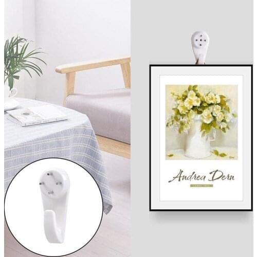 10pcs White Painting Artworks Photo Plastic Invisible Plastic Hanging Hanger Home Decor Wall Hook Hanger Mirror Hanging Hangers