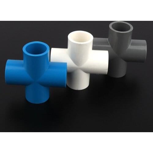 10pcs/lot 40mm PVC Garden Water Connectors Cross Joints Irrigation Water Supply Fittings Square Fountain Water Tap Pipe Adapter