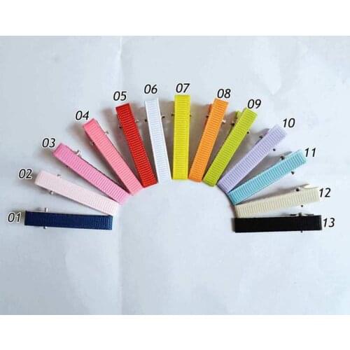 100pcs/lot 1.6" Ribbon Covered Girl Alligator Hair Clips Barrette For Bows DIY Accessories Hairpins H53