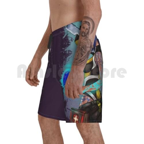 2 Maya The Siren Splatter Tee Beach Shorts Men Beach Pants Swimwear Maya 2 Siren Magic Fan Artwork Video Game