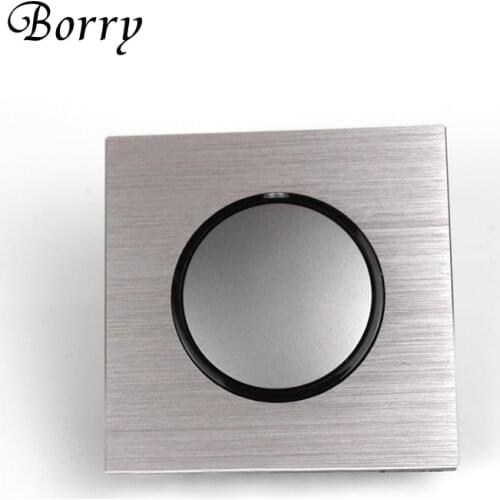 86type 1 gang 1way Silver aluminum alloy panel Switch Socket Randomly Pressing On / Off Wall Light Switch with LED