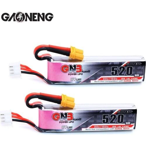 2PCS GAONENG GNB 520mAh 2S 7.6V 80C/160C Slender HV Lipo battery with XT30 Plug for KingKong FPV Drone RC Quadcopter RC parts