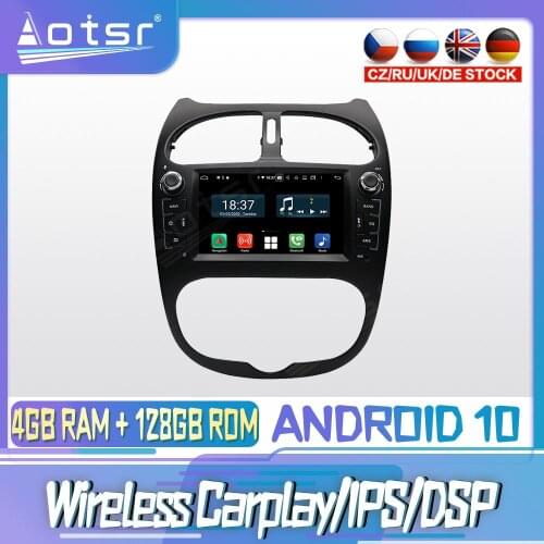 Android10 PX6 128G For PEUGEOT 206 2000 - 2016 Car DVD GPS Navigation Auto Radio Stereo Video Multimedia Player HeadUnit 2din