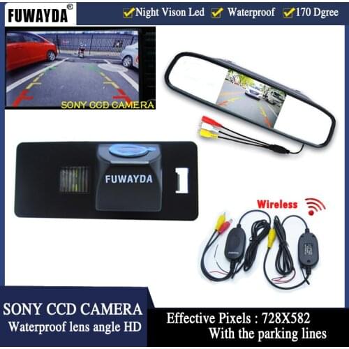 FUWAYDA Wireless SONYCCD Car rearview camera for AUDI A1/A4 (B8)/A5 S5 Q5 TT/VW PASSAT R36 5D TFT LCD Car Reverse Mirror MONITOR