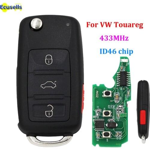 Brand new High quality 4 button Remote Key fob 433mhz For VW for Volkswagen Touareg with ID46 CHIP 3+1 Button