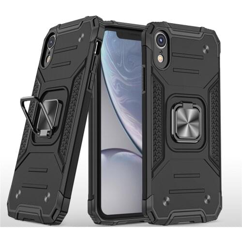 For iPhone XR X XS MAX Phone Case Armor Shockproof Car Magnetic Metal Finger Stand Holder Ring Case For iPhone XS MAX X XR Coque
