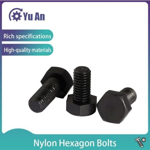 DIN933 Black Plastic PA66 Nylon Outer Hexagon Bolt M4M5M6M8M10M12 GB5783 10PCS