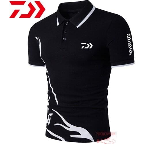 Daiwa Fishing Tshirt 2021 Summer Men Outdoor Clothing Short Sleeve Sport Shirt Polo T-shirt Breathable Quick Dry Fishing Clothes