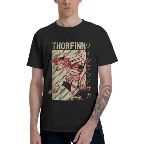 Cool Vinland Saga T Shirt Mens Cotton Printing T-shirt Harajuku Tshirt Short Sleeve Thorfinn Anime Viking Otaku Manga Tees Tops