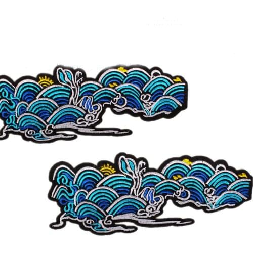 Chinese auspicious clouds Patches Clothing Coat Fabric Appliques Embroidery Stickers DIY Apparel Decals Sewing Clothes Decor
