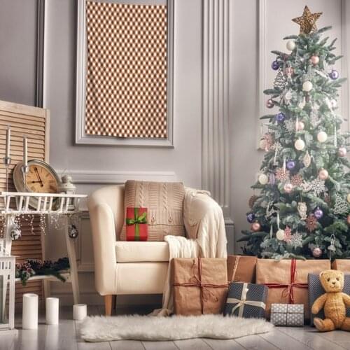 Tapestry Classic Diagonal Checkered Design Plaid Pattern Traditional Artwork Printed Brown White