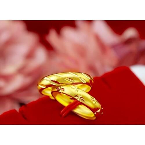 Korean 14k Gold Ring for Women Wedding Jewelry Gypsophila Meteor Shower Printed Yellow Gold Men Women Classic Couple Rings Gifts