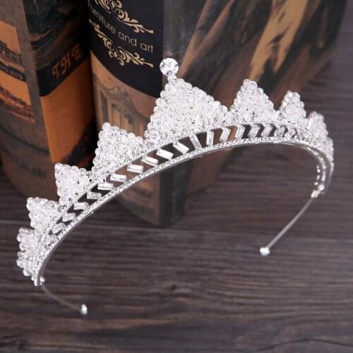 Rhinestone Crystal Tiara Bride Crown Wedding Accessories Silver Color Baroque Queen King Crown Princess Pageant Party Crown