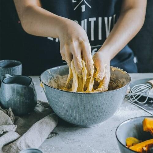 Nordic Round Blue Plates And Dishes Ceramic Dinnerware Set Eco Friendly Dish Big Mixing Bowl Porcelain Plate Kitchen Accessories