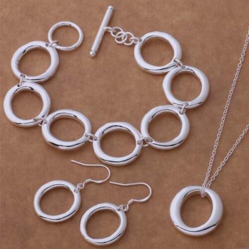 AS103 Hot Selling 925 Wholesale Silver Plated Jewelry Sets Bracelet 268 + Necklace 293 + Earring 217 /bgtajyaa Aetaiwaa