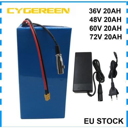 24V 36V 48V 60V 72V 20AH Lithium 18650 Battery Pack 500W 7S 10S 13S 1000W Ebike Scooter Batterie Akku with 30A BMS 2A charger