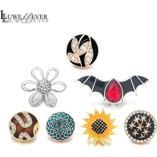Flower Component 092 Crystal 18mm Metal Snap Button For Bracelet Necklace Interchangeable Jewelry Women Accessorie Findings