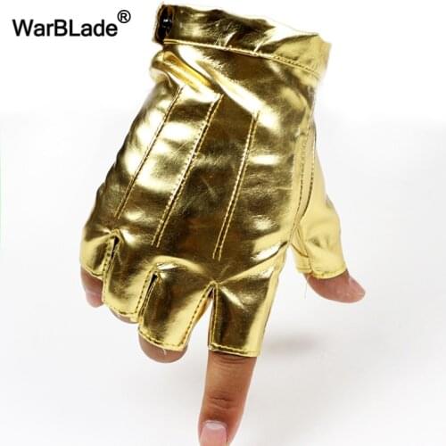 WarBLade Fashion Men Leather Gloves Fingerless Gloves Dance Party Show Sports Fitness Luvas Half Finger Driving Tactical Gloves